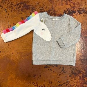 Unicorn Sweatshirt with Rainbow Mane Down Sleeve